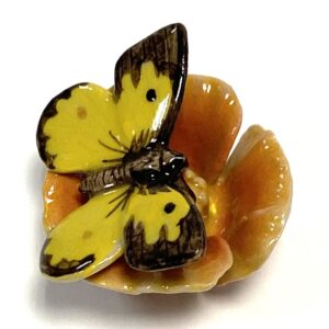 California Dogface Butterfly and Poppy Figurine